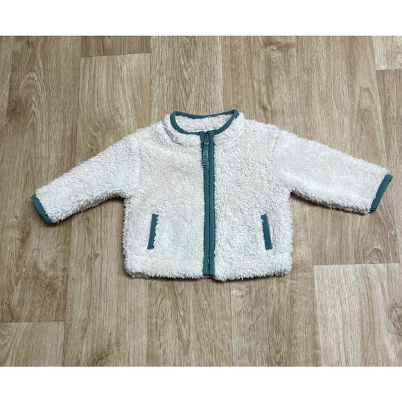 Cat & Jack Fleece Sweater High Pile Baby Boy 0 - 3 Months Cream Warm Fall Winter - Picture 1 of 4